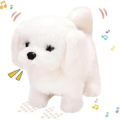 Interactive Plush Toy Dog with Walking Movement, Sound Function and Tail Motion