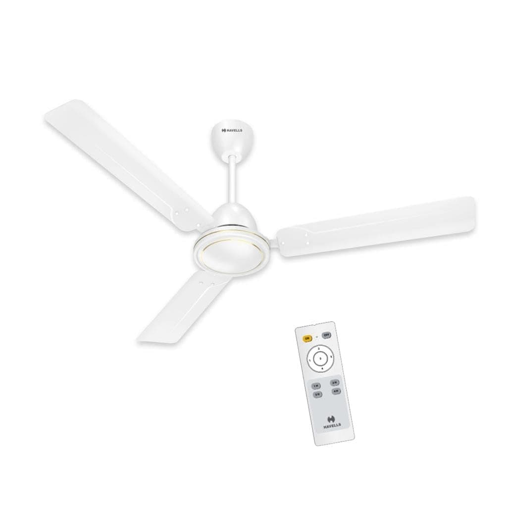 Havells 1200mm Ambrose DX BLDC Motor Ceiling Fan for Home | Remote Controlled, High Air Delivery Fan | 5 Star Rated, Upto 60% Energy Saving| Power: 350 RPM| 2 Year Warranty | (Pack of 1, White)