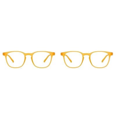 Lenskart HUSTLR - As Seen On Shark Tank | Peyush Bansal Glasses | Zero Power Bluecut & Antiglare Computer Eyeglasses | Amber Full Rim Square | For Men & Women | Medium | LB E14058 (Pack of 2)
