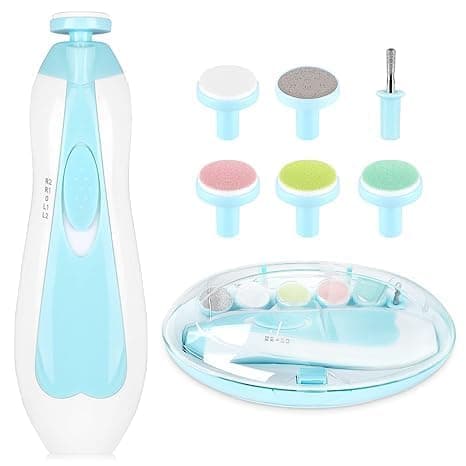 MELVIS Electric Baby Nail Trimmer with LED Light | Gentle Nail Cutter &amp; Filer for Newborn 0–6 Months | Adjustable Speed, Multiple Heads, Quiet Baby Grooming Kit