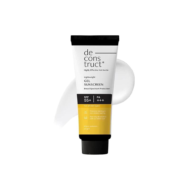 Deconstruct Gel Sunscreen for Oily skin | In - Vivo Tested SPF 50 + and PA+++ | Matte, Lightweight & Airy, Non-greasy | For oily, combination & normal skin | For Men & Women - 50g