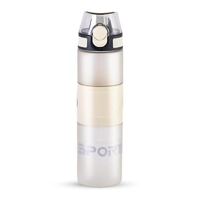 Attro ICY Sport 800ml Matt Finish Plastic Water Bottle with Straw and Designer Strap - Ideal for Gym, Workout, Sport 800mls, Travel, School & Office - Stylish & Sleek Hydration Solution Chiffon White