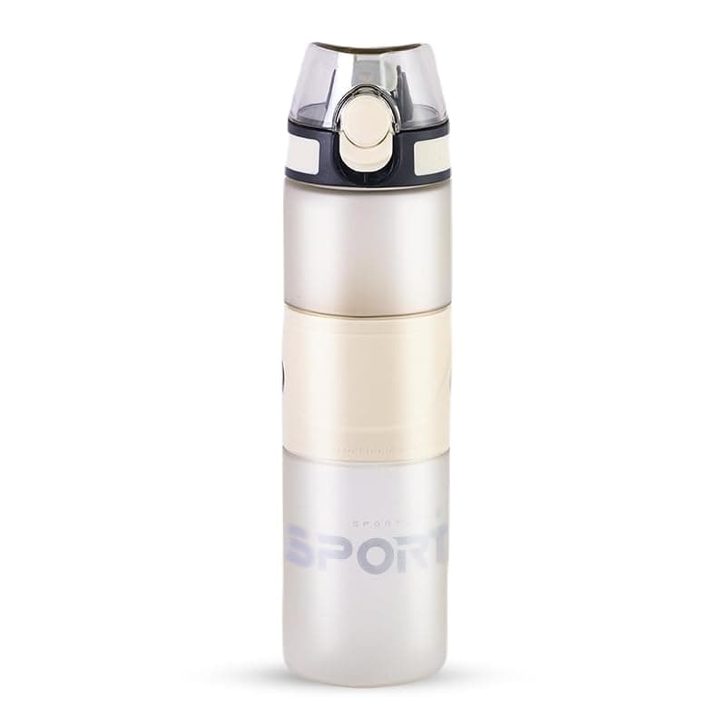 Attro ICY Sport 800ml Matt Finish Plastic Water Bottle with Straw and Designer Strap - Ideal for Gym, Workout, Sport 800mls, Travel, School & Office - Stylish & Sleek Hydration Solution Chiffon White