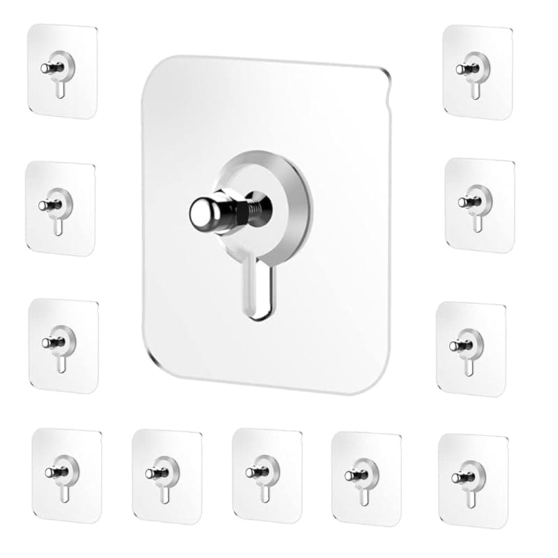 JIALTO 10 Pcs Stainless Steel, PVC, ABS Nail Free Seamless Adhesive Non-Trace No Drilling Installation Hanging, Waterproof Screws Wall Hook (Transparent)