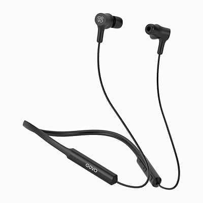 GOVO GOKIXX610 Wireless Bluetooth Neckband in Ear Earphone with Mic, 9H Playtime, Magnetic Earbuds, Integrated Controls, Type C Charging &amp; Lightweight Design (Platinum Black)