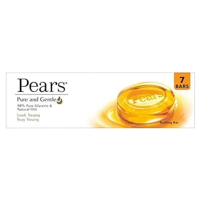 Pears Pure &amp; Gentle Bathing Soap Bar 125 g (Combo Pack of 7) Moisturizing Glycerin Soap for Soft, Glowing Skin &amp; Body - Paraben Free, For Men &amp; Women