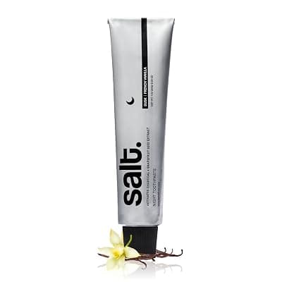 Salt. Oral Care Dusk Night Toothpaste | French Vanilla Flavor | With Grapefruit Water, Papain &amp; Bromelain Enzymes | Natural Plaque Breakdown &amp; Enamel Strengthening Formula | 100g