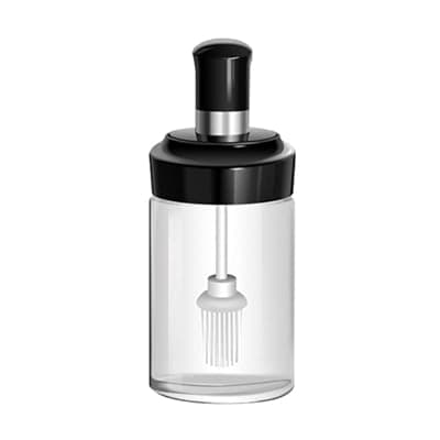 Glass Seasoning Container Oil, Honey Dispenser Bottle Kitchen Castor Stainless Steel Seasoning Bottle Kitchen Product (Oil Brush), 250 ML
