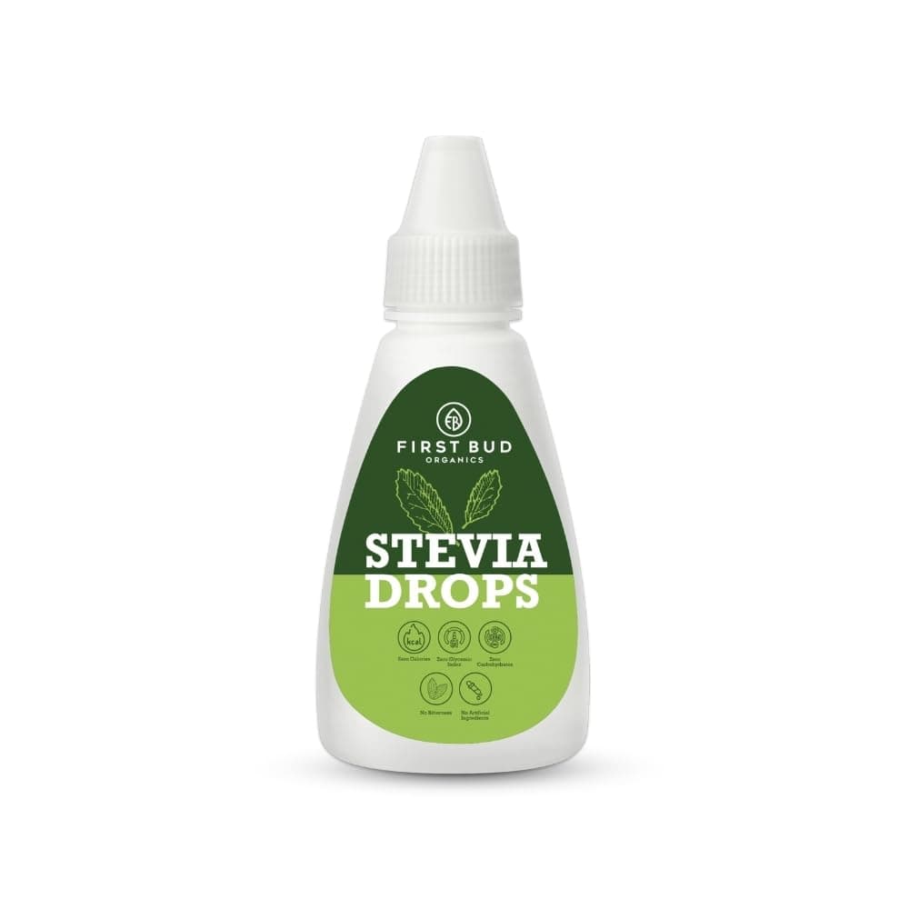 First Bud Organics Pure Stevia Drops - 20ml | Zero Calorie, Natural Sweetener, Non-GMO & Sugar-Free Stevia Drops | Sugar Substitute For 400 Serving, Low Glycemic index & Promote Oral Health