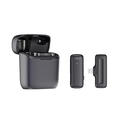 Juarez JRZJ11 Dual Wireless Lavalier Microphones with Charging Case | Noise Reduction, Plug &amp; Play, 2-Person Audio, for iPhone, Android, YouTube &amp; Vlogging
