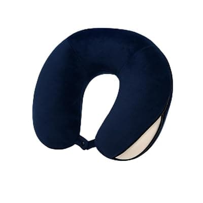 linenaffairs Travel Neck Pillow with Memory Foam – Soft & Supportive U-Shape Cushion – Washable Cover – Navy Blue – Ideal for Flight, Car & Train Travel – Lightweight & Portable