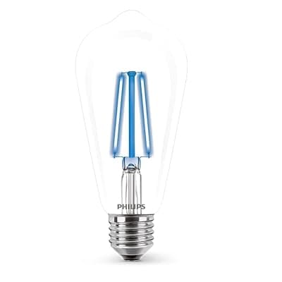 PHILIPS 4-watt E27 ST64 LED Glass Amber Filament Bulb | Decorative LED Bulb for Home Decoration | Blue, Pack of 4