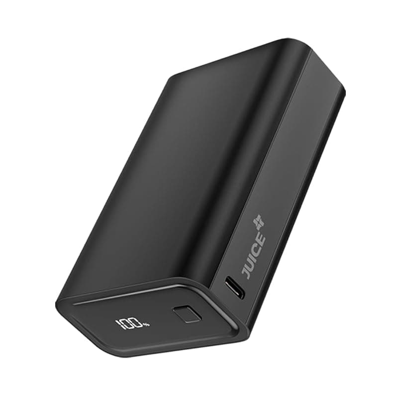 JUICE OJP1004 Compact Power Bank | Slimmest 20000mAh 5V/3A Power Bank | Input Type-C, USB Output High-Speed Charging Wireless Power Bank | External Phone Power Bank Compatible with Mobile (Black)