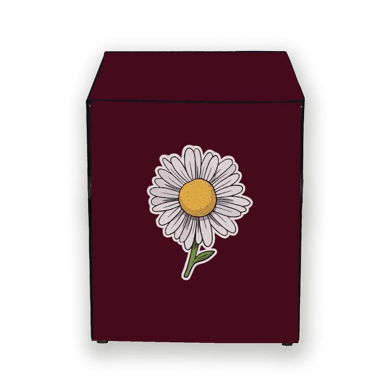 Waterproof Washing Machine Cover Front Load Suitable for Motorola s of 10.5 Kg (X-Large, 63 cm X 68 cm X 81 cm) Solid Maroon Sunflower Print