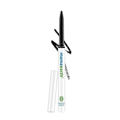 Mamaearth Long Stay Kajal Black Retractable Waterproof Pencil, With Vitamin C & Chamomile, Charcoal Black, Matte Finish, 0.35g