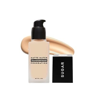SUGAR Cosmetics Matte Match Transferproof Foundation|Upto 24 Hr Wear|Waterproof|Suits All Skin Types|30Ml (48 Irish, Full, Lotion)