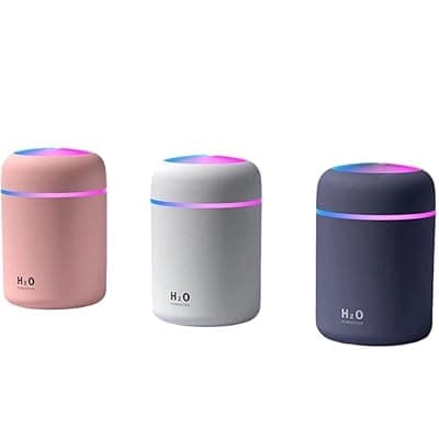 Aroma Diffuser Humidifier with LED Light Ring, Wood Grain Design, USB Powered Mist Diffuser for Essential Oil and Water (H2O Humidifier)