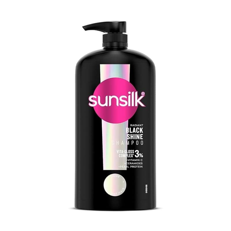 Sunsilk Stunning Black Shine Shampoo 1 L|| With Amla + Oil & Pearl Protein|| Gives Shiny|| Moisturised and Fuller Hair - Paraben Free