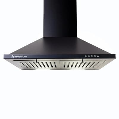 Wonderchef Power Elite Chimney | 60cm |1050 m3/hr| Baffle Filter | 3 Speed Push Button Controls | Powerful Suction | Low Noise| 7 Year Warranty | Black