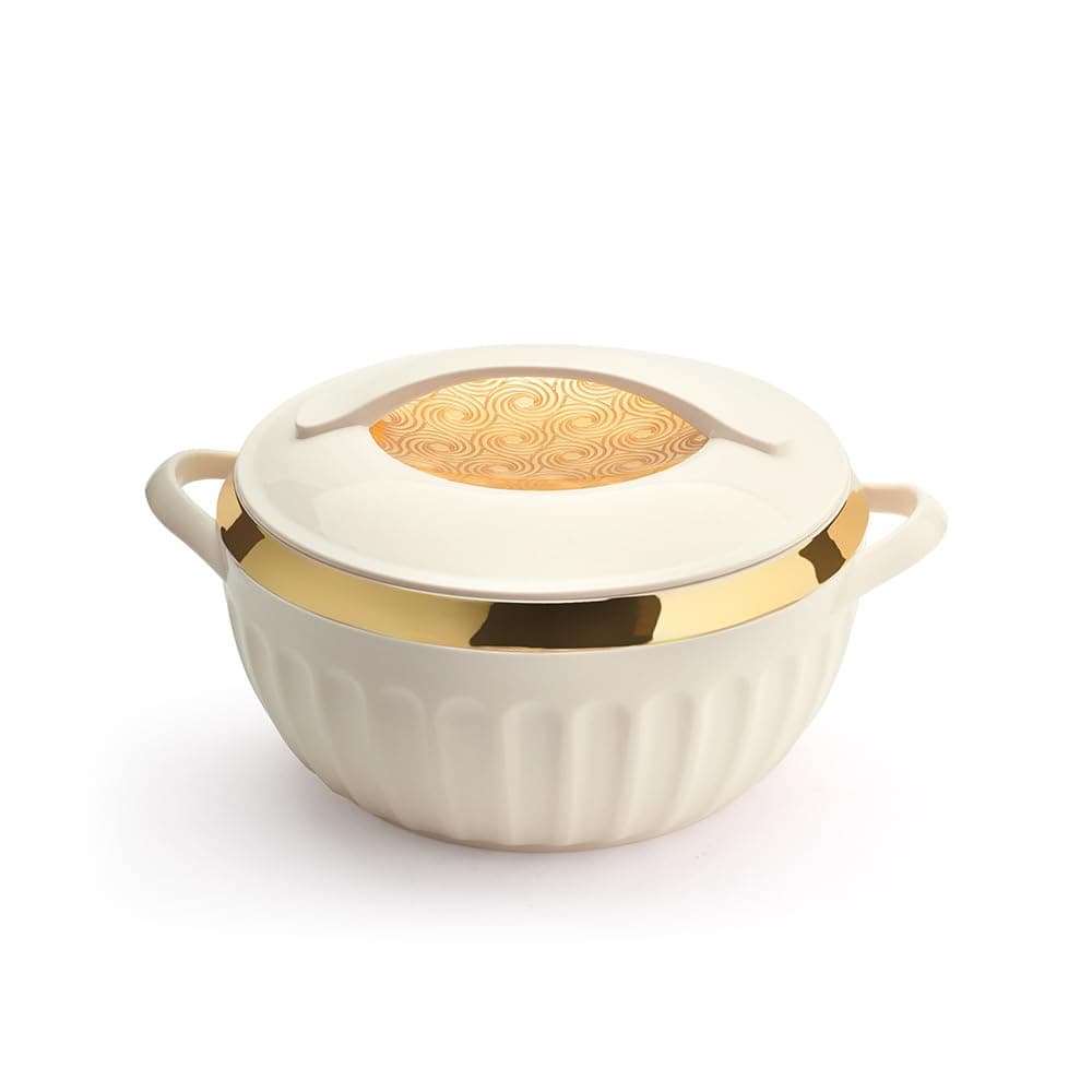Asian Plastowares Dignity Casserole 1600ml | Premium Insulated Hotpot with Inner Steel Lid | Elegant Diwali Gift Set | Kitchen Storage Dinnerware Combo | Beige