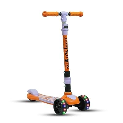 Scooter for Kids 6-12 with LED Wheels - Adjustable Height, Foldable Skate Scooter, No Assembly Required - Safe &amp; Durable, Ideal for Boys &amp; Girls, Up to 60kg | AzureOrange