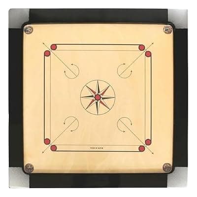 Carrom Board - Extra Size, Glossy Polish, Coin & Striker Set, Powder Free, Professional & Kids Board (36x36)