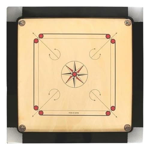 Carrom Board - Extra Size, Glossy Polish, Coin & Striker Set, Powder Free, Professional & Kids Board (36x36)