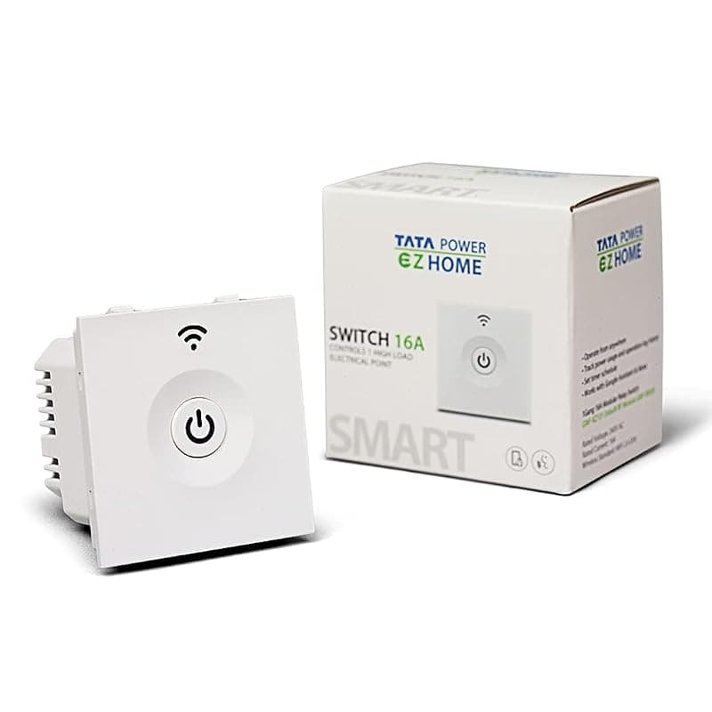 Tata Power EZ Home Wifi MOSFET Smart Switch 16A 1 Channel, Modular Home Automation Product, 2_Way, Track Power Usage, White