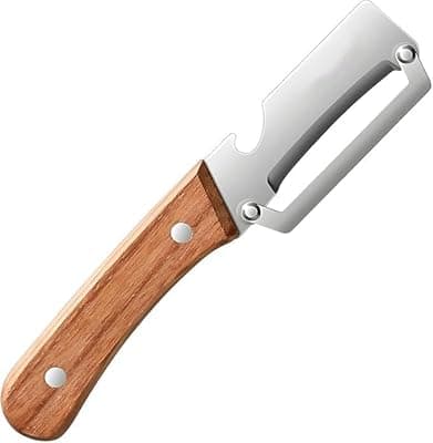 Stainless Steel Vegetable Peeler with Wooden Handle, Wide Blade, for Sugarcane, Cucumber, Carrot, Apple