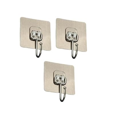 Self Adhesive Heavy Duty Golden Hook Hanger Back Sticker only no Hook | Waterproof Strong Sticky Hooks | Removable & Reusable, Rustproof | Perfect for Kitchen, Home, Office(Pack of 1)