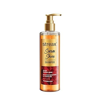 Streax Serum Shine Shampoo, 490ml |Shampoo for Frizzy and Dry Hair |Mildy everyday |for Women &amp; Men,Paraben-Free with Silicon Boosters &amp; Vit B5 | For Smooth &amp; Shiny Hair