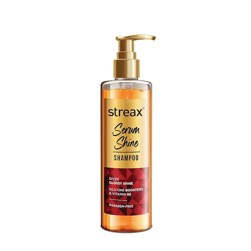 Streax Serum Shine Shampoo, 240ml |for Frizzy and Dry Hair |for Women & Men, Paraben-Free with Silicon Boosters & Vit B5 | For Smooth & Shiny Hair