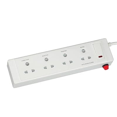 Anchor by Panasonic 20518 Plastic 4 Way Shutter Socket Surge Protector with Single Switch (White)