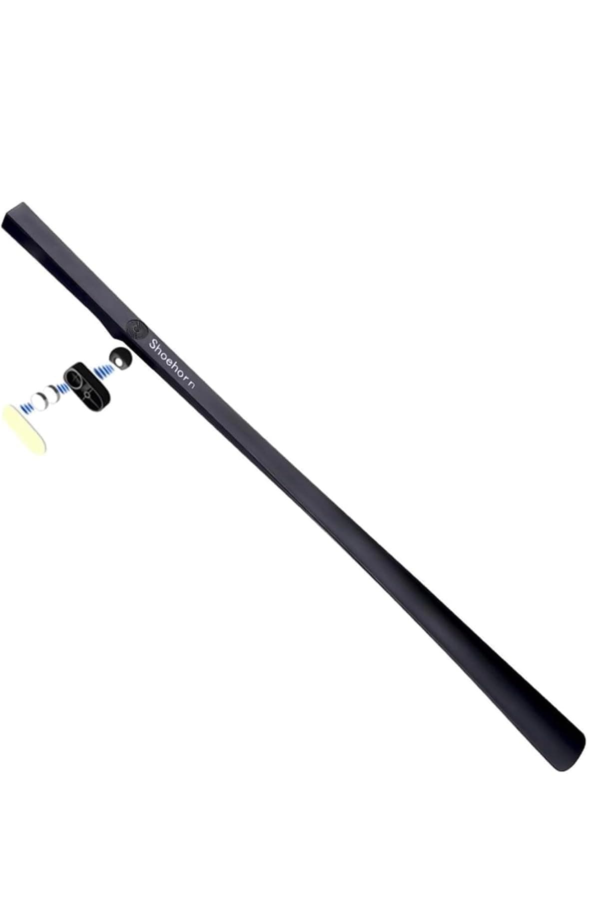 Shoehorn Long Handle Shoe Horn, Black, Sturdy with Hanging Hook, Standing Aid