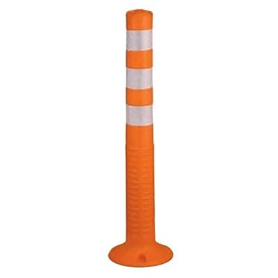 Flexible Plastic Spring Post Barrier (Orange), with 10MTR S-Type Chain(Pack of 5)