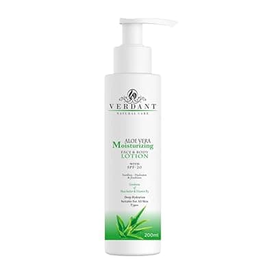 Verdant Natural Care Aloe Vera Moisturizing Body Lotion SPF 20 | Deep Hydration, Soothing – No Parabens, Silicones – 200 ml