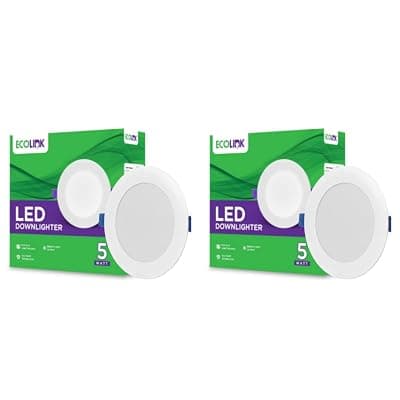EcoLink Polycarbonate 5W Concealed JB Ceiling Light|Round Ceiling LED Downlighter for Home &amp; Hall|Cut Out: 3 inch, Color: Cool Day Light, Pack of 2