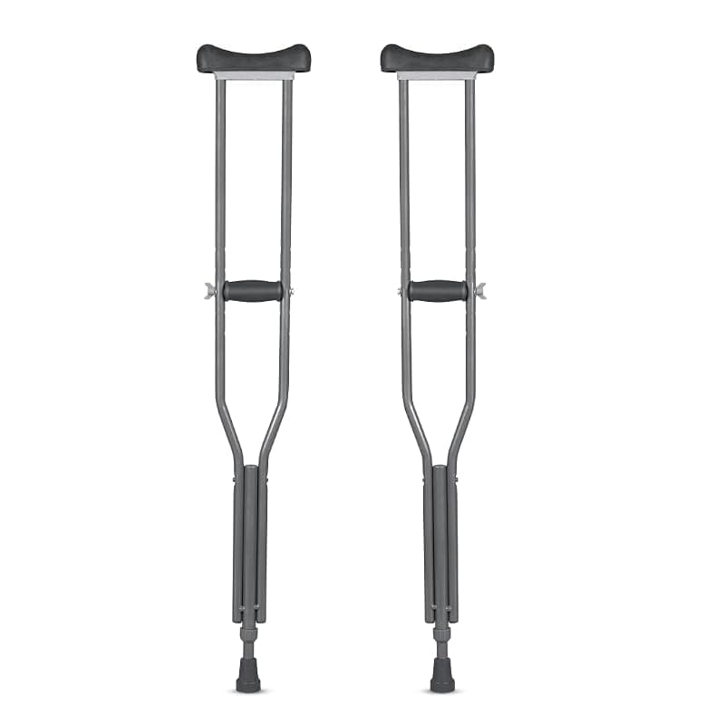 Vissco Astra Under Arm Crutches Aluminium, Crutches for those Physically Chalenged With Adjustable Elbow Support, PVC grip Handle, Light Weight &amp; Height Adjustable,Walking Stick (1 Pair)-Medium (Grey)