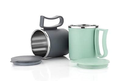 Coffee Mug with Stainless Steel for Tea Milk Mug Inner Stylist Double Wall Cup for Home Office Restaurant Use Gift Pack of 1 Pic(Gray)