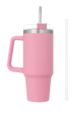 Arrivederci 1200ml Stainless Steel Tumbler | Double Wall Insulated | Keeps Drinks Cold 24H & Hot 12H | Leakproof Lid & Straw | BPA-Free Travel Mug for Office, Gym, Car (Blush Pink)