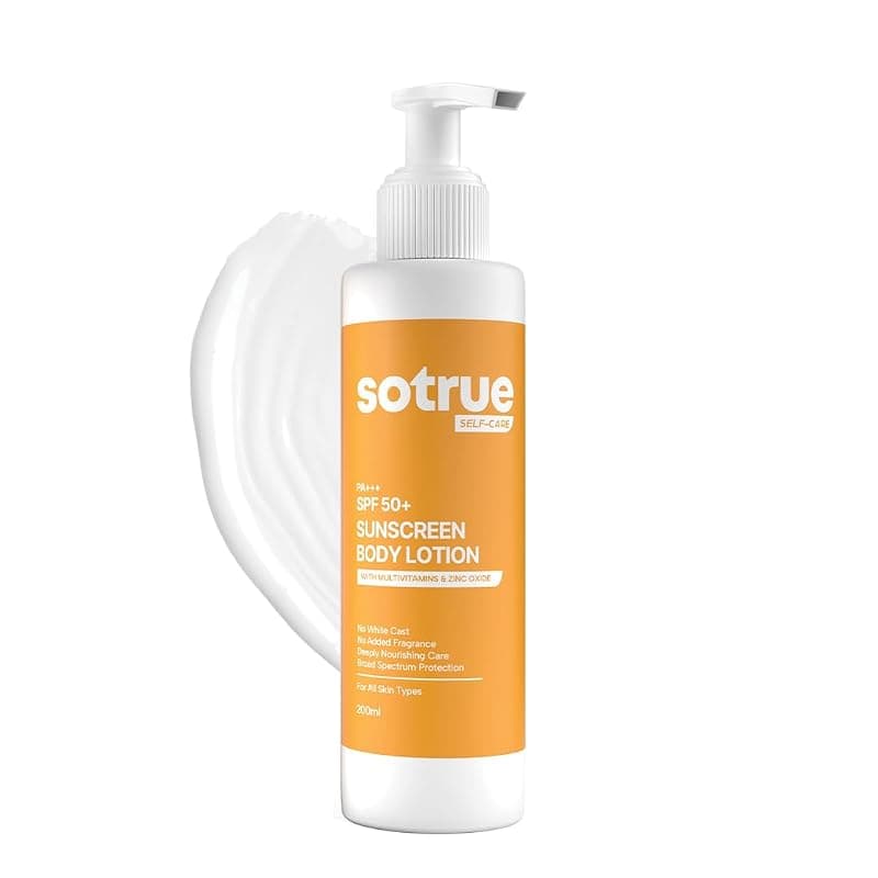 Sotrue SPF 50+ Sunscreen Body Lotion With UVA & UVB Protection, Upto 24-Hours Intense Hydration, Multivitamins with Niacinamide & Hyaluronic Acid, No White Cast, Lightweight, 200ML