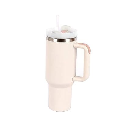 40 OZ Tumbler with Handle and Straw H2.0 FlowState Stainless Steel Vacuum Insulated Tumbler with Lid and Straw for Water, Iced Tea or Coffee, Smoothie and More?Rose Quartz?