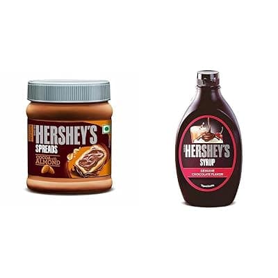 Hershey's Spreads Cocoa with Almond, 350g &amp; HERSHEY'S Chocolate Flavored Syrup | Delicious Chocolate Flavor | 623 g Bottle