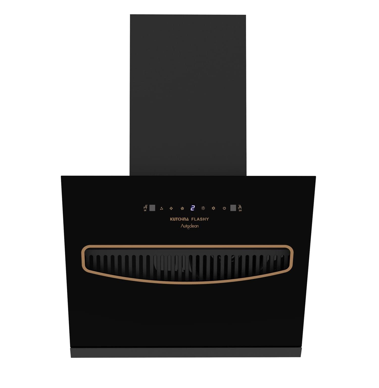 Kutchina Flashy 60 Angular Chimney for Kitchen | 3rd Gen Dry Autoclean Slant Chimney | 1250 m³/hr Suction | Touch Control + Wave Sensor | Oil Collector | Warranty 1Yr on Product, 9Yrs on Motor