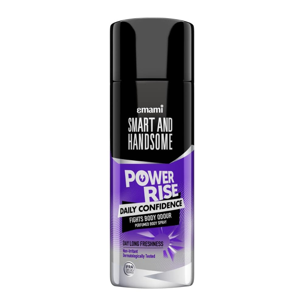 Smart And Handsome Power Rise Daily Confidence Perfumed Body Spray For Day Long Freshness,150ml, Dermatologically Tested, Non-Irritant Formula with Vibrant Blend Of Olibanum Smoke, Zesty Lime & Driftwood