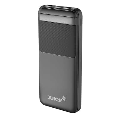JUICE OJP1003 Portable Charger | Slimmest 10000mAh 5V/3A Power Bank | Input Type-C, USB Output High-Speed Charging Wireless Power Bank | External Phone Power Bank Compatible with iPhone (Black)