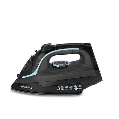 Bajaj MX 45 Steam Aluminium Soleplate Iron | 2000 Watts Power For Faster Ironing | Non Stick German Coated Technology | 220 Ml Water Tank Capacity | 2-Yr Warranty 【Black &amp; Grey】