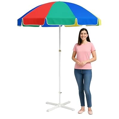 7Ft heavy duty garden umbrella outdoor use Garden umbrella outdoor big size tilt adjustable With Stand AB_4 (Multicolor)