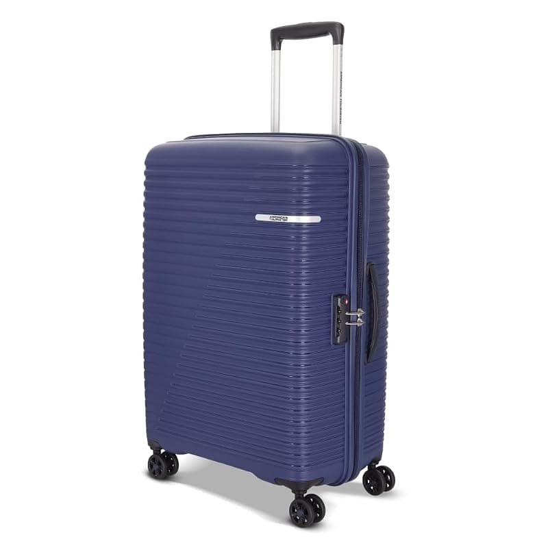 American Tourister Large Liftoff+ with TSA Lock & 8 Wheel, 79 CM Hard PP Check-in Suitcase for Travel/Trolley Bag for Travel/Travel Bag with Double Wheel for Women & Men - Midnight Blue