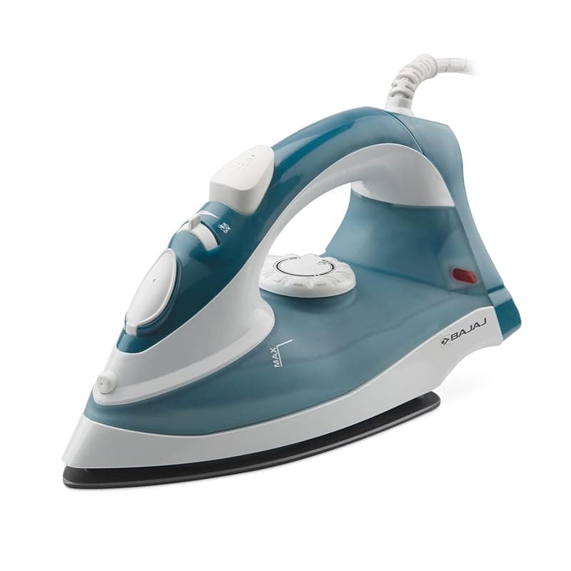 Bajaj MX 3 Neo Steam Iron | 1250 Watts Power For Faster Ironing | Vertical &amp; Horizontal Ironing | Spray Function | Anti-Bacterial &amp; Non-Stick Soleplate Coating | 2-Yr Warranty By Bajaj 【Blue】